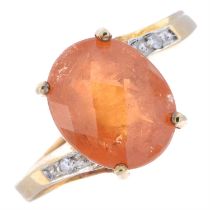 9ct gold fire opal & diamond ring