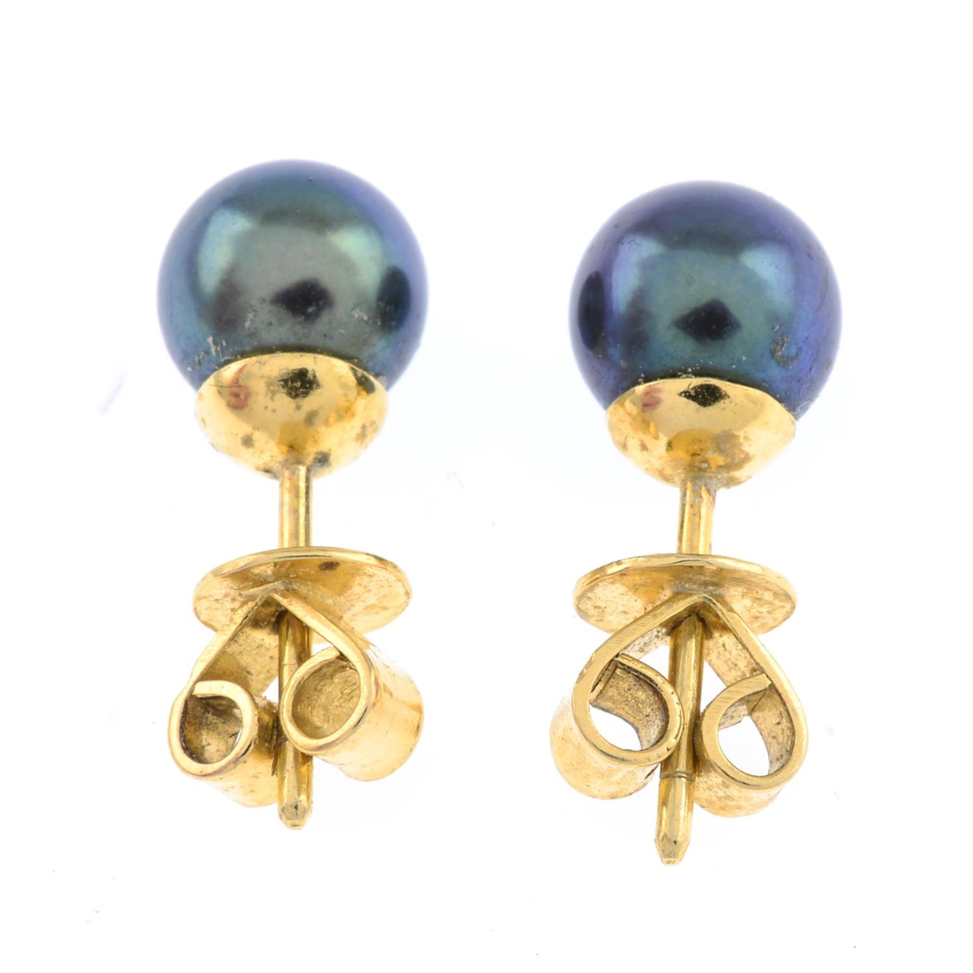 Dyed cultured pearl stud earrings - Image 2 of 2