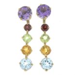 9ct gold gem-set drop earrings