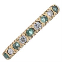 9ct gold emerald & diamond half eternity ring