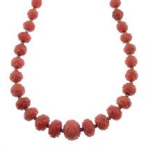 Victorian coral bead necklace