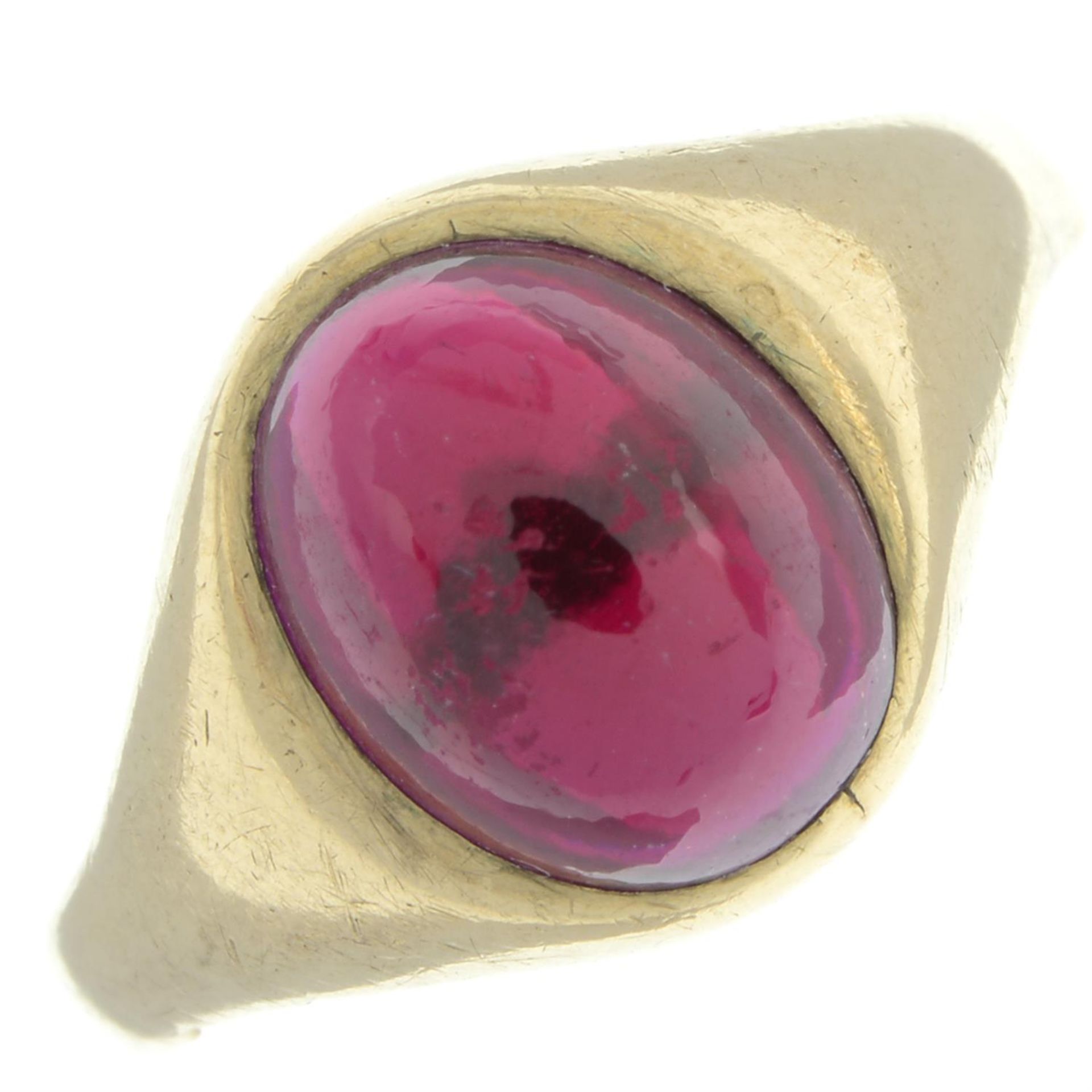 Mid 20th century synthetic ruby signet ring