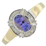 Tanzanite & diamond cluster ring