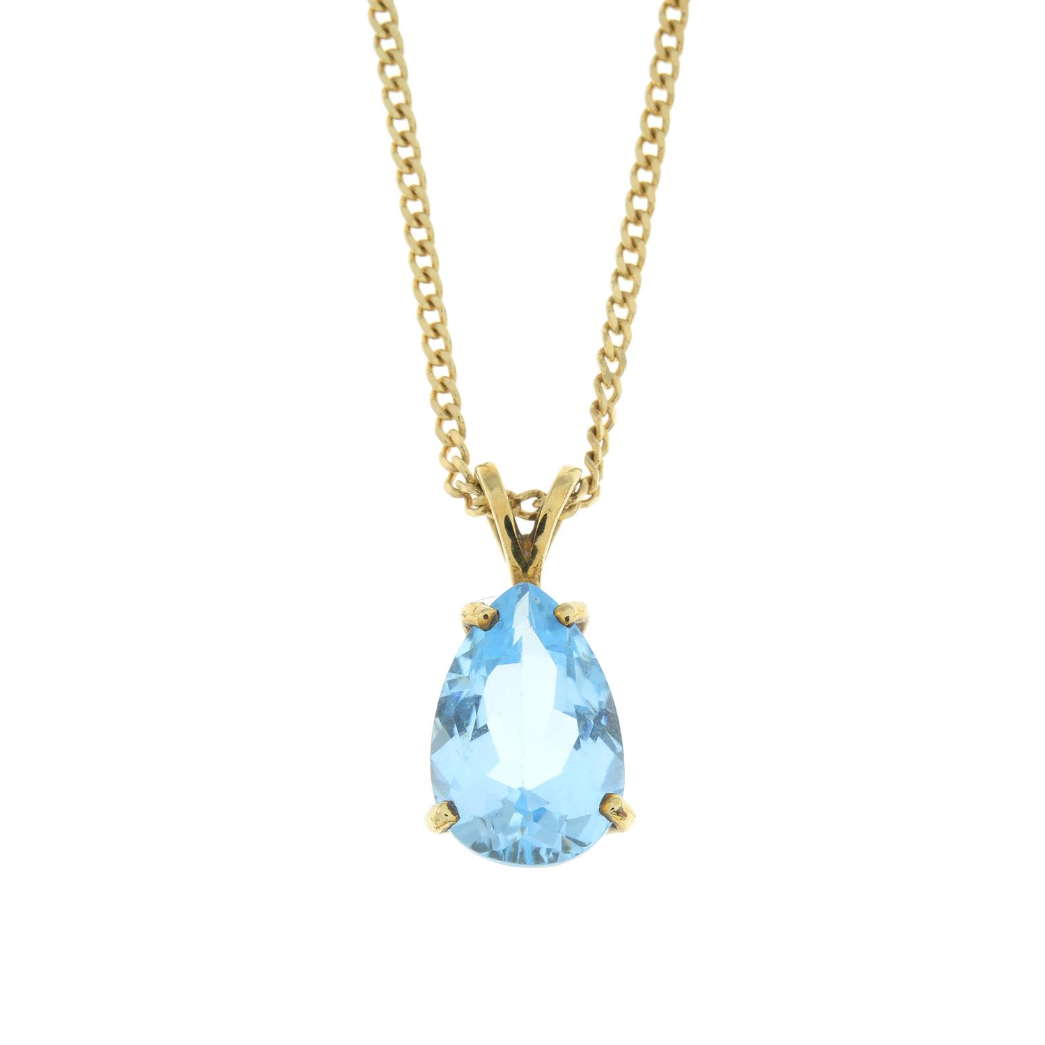 Pear-shape topaz pendant, with 9ct gold chain