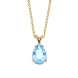 Pear-shape topaz pendant, with 9ct gold chain