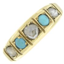 Early 20th century turquoise & rose-cut diamond five-stone ring