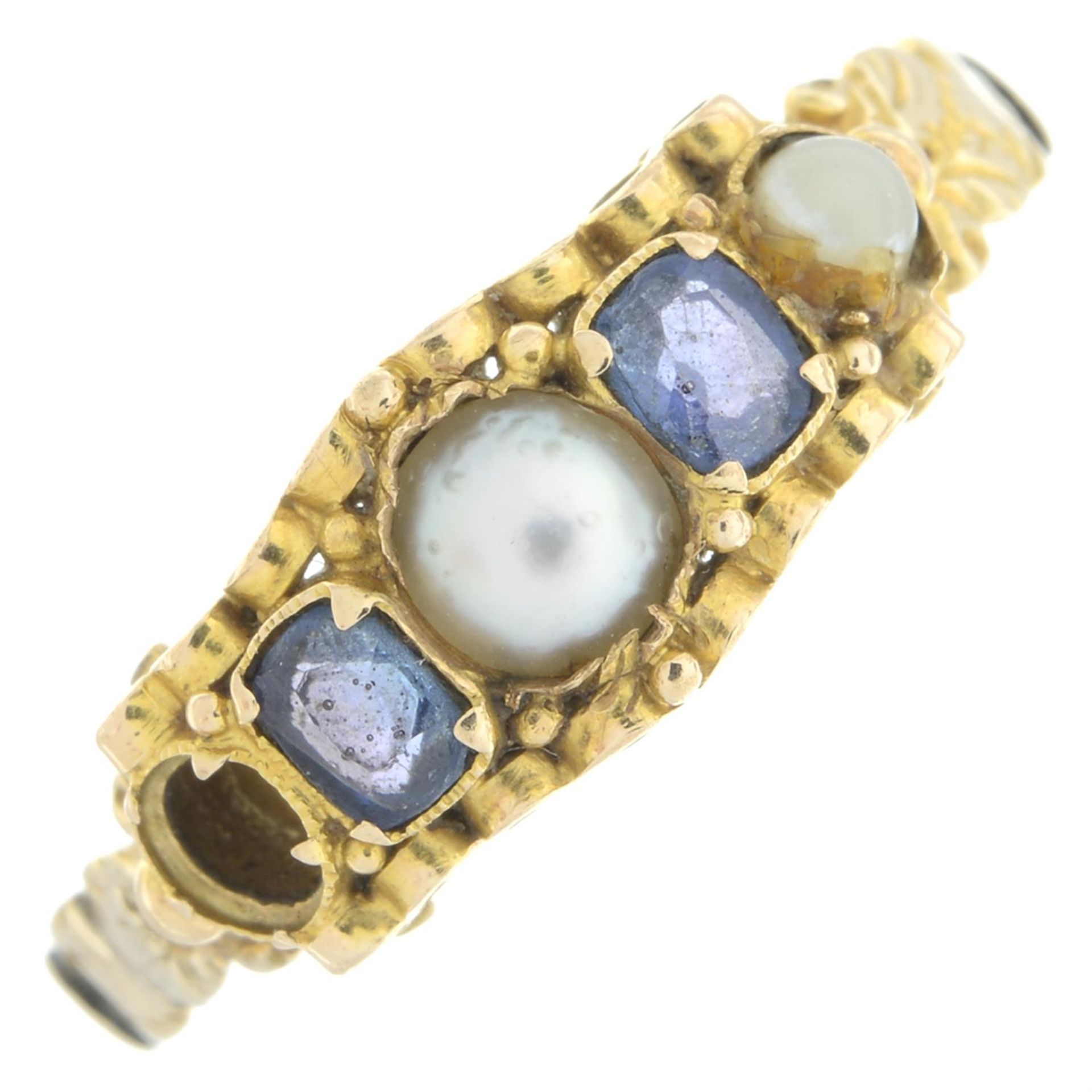 19th century garnet-topped-doublet & split pearl ring.