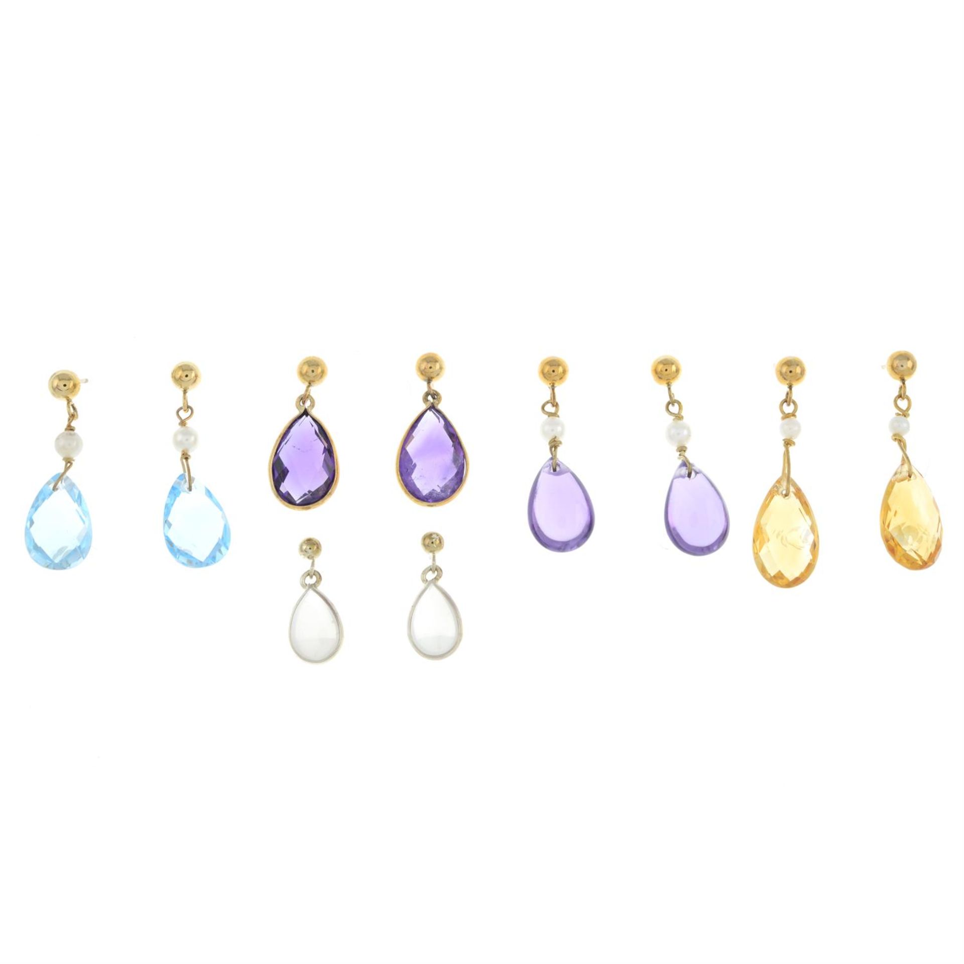 Five pairs of gem earrings
