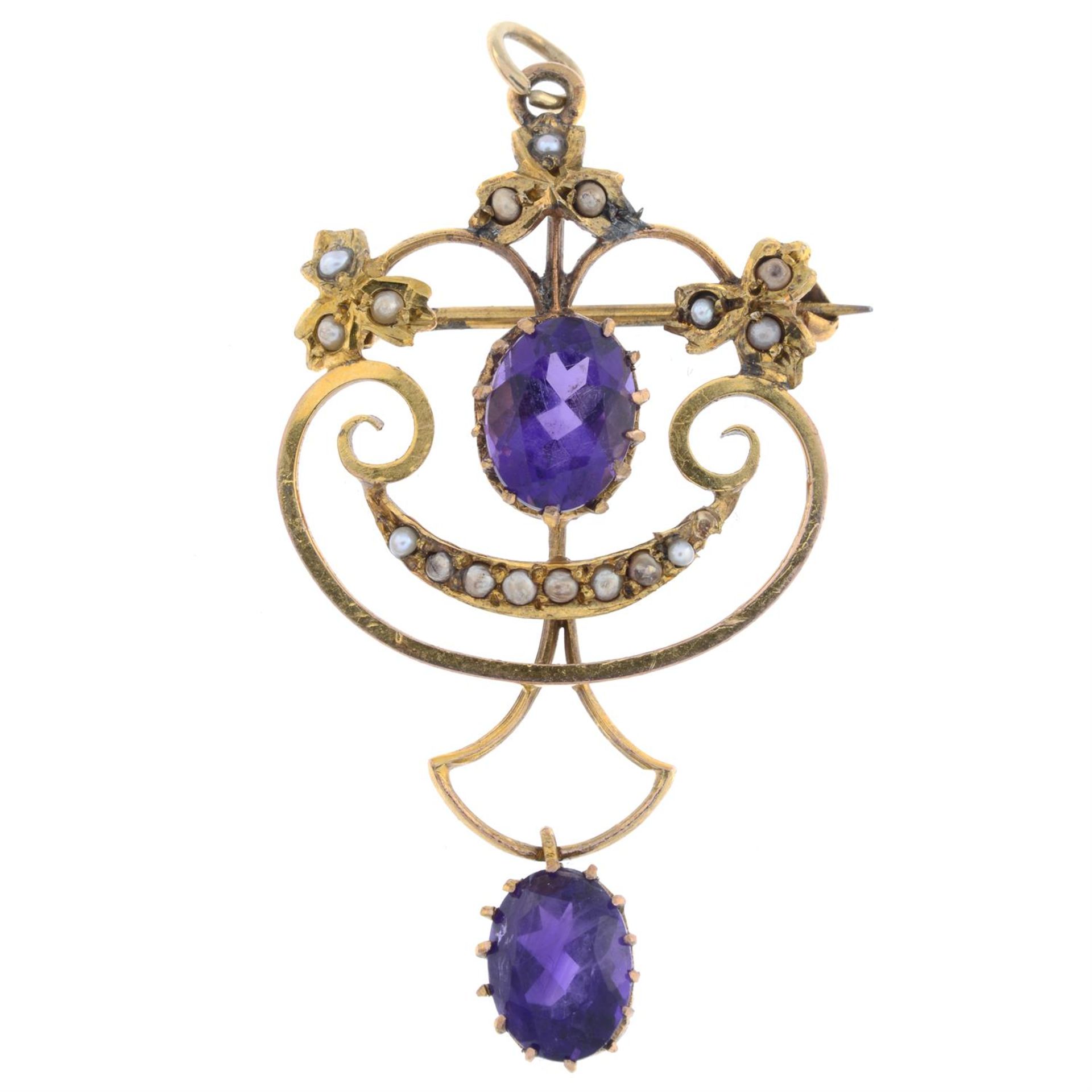 Early 20th century gold gem pendant