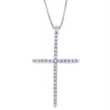 Diamond cross pendant, with 18ct gold chain