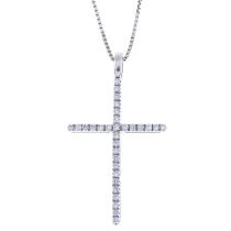 Diamond cross pendant, with 18ct gold chain