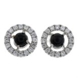 18ct gold jet & diamond cluster earrings