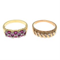 Two gem-set dress rings