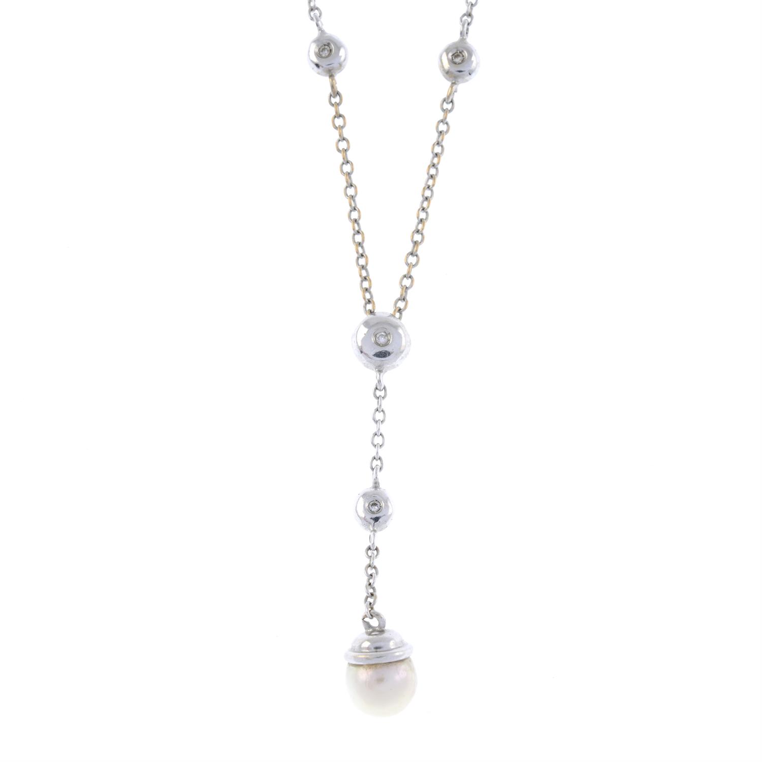 18ct gold cultured pearl & diamond necklace