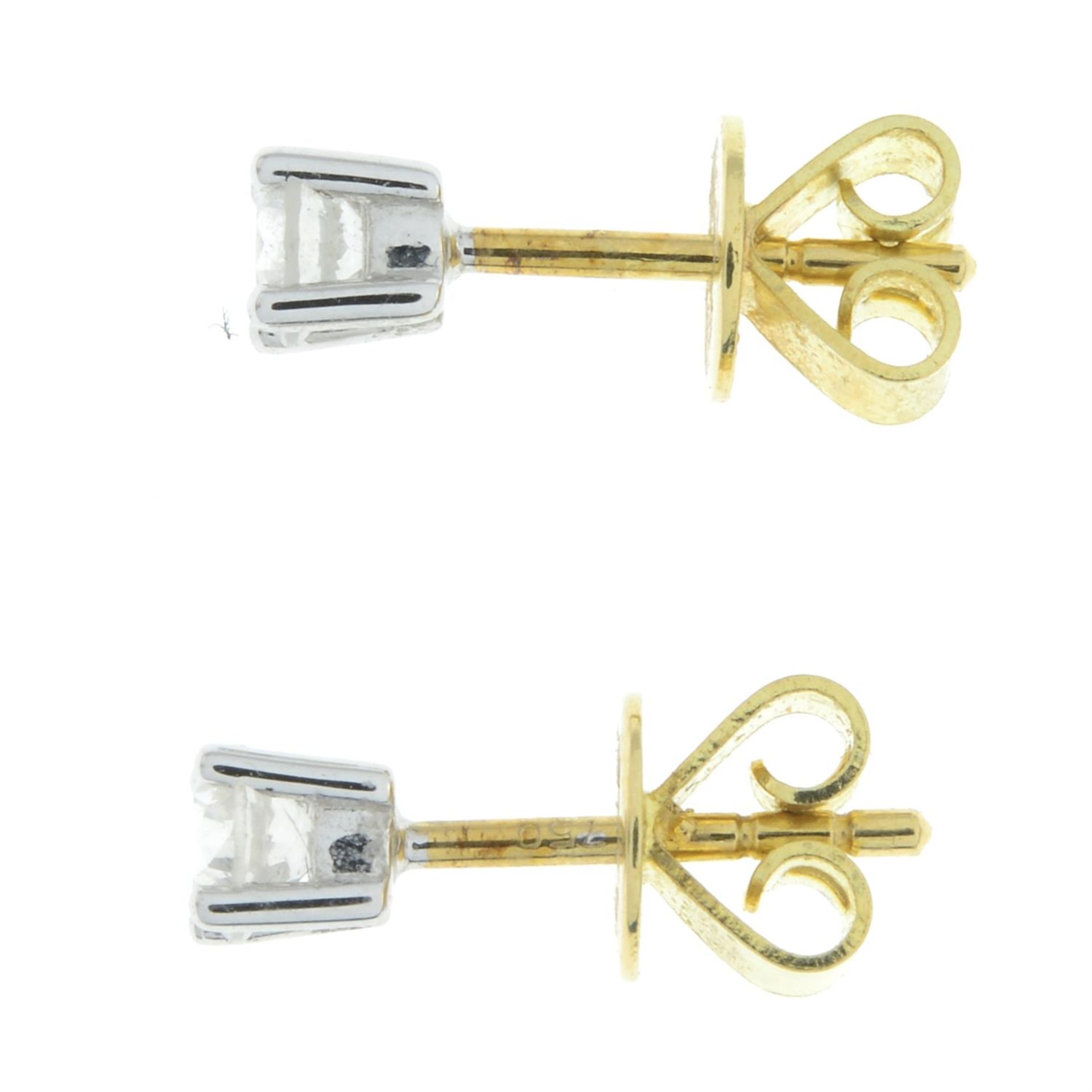 Diamond single-stone earrings - Image 2 of 3