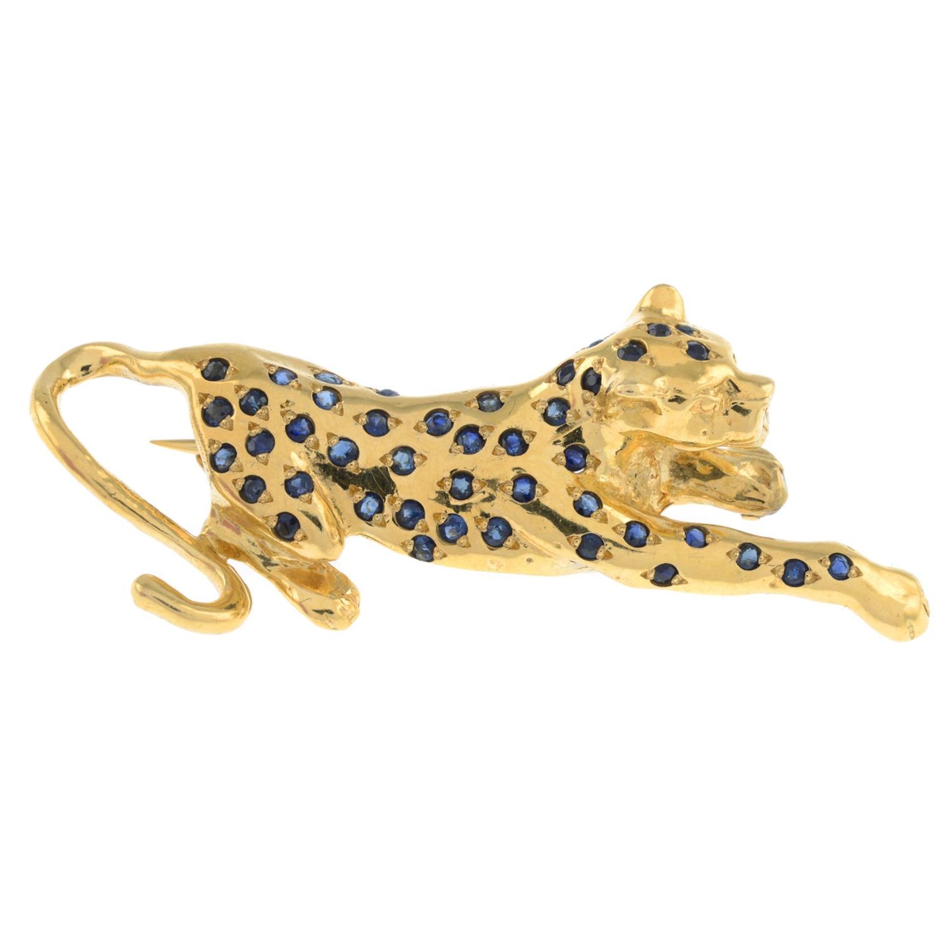 18ct gold sapphire cheetah brooch