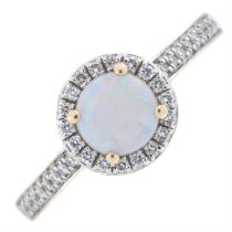 9ct gold opal & diamond cluster ring