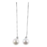 Cultured pearl single-stone drop earrings