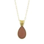 Pear-shape gem pendant, with chain