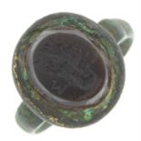Bronze red paste intaglio ring