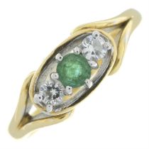 18ct gold emerald & diamond ring