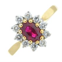 18ct gold ruby & diamond cluster ring