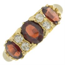 Late Victorian 18ct gold garnet & old-cut diamond ring