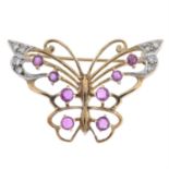 9ct gold diamond & ruby butterfly brooch