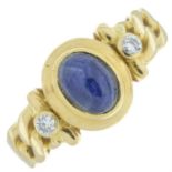 Sapphire cabochon & diamond ring