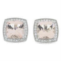 18ct gold morganite & diamond earrings