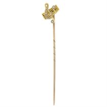 Early 20th century gold split pearl musical stickpin