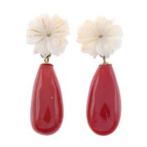 Chalcedony & coral earrings