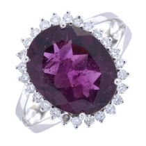 Tourmaline & diamond cluster ring