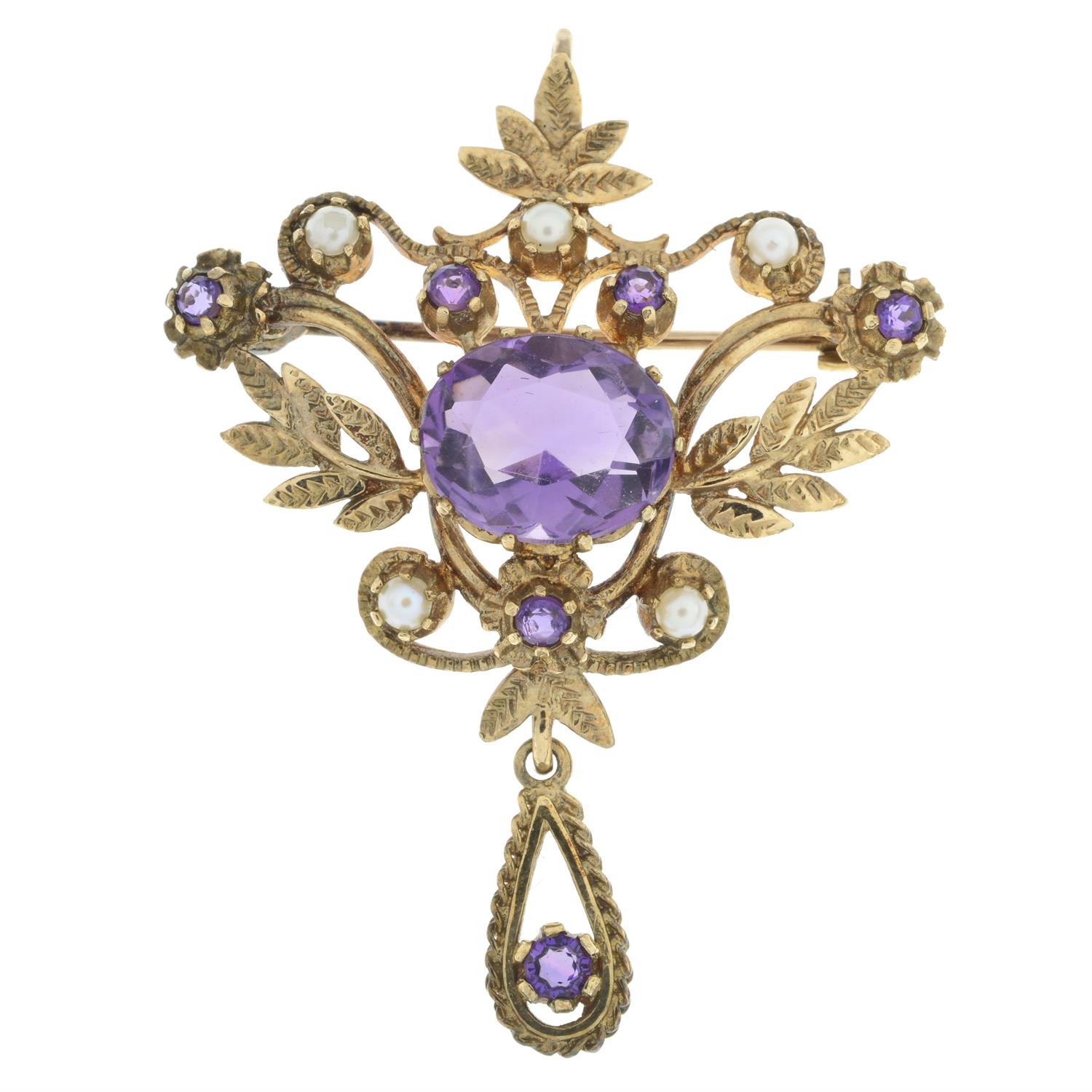 Amethyst & split pearl brooch/pendant