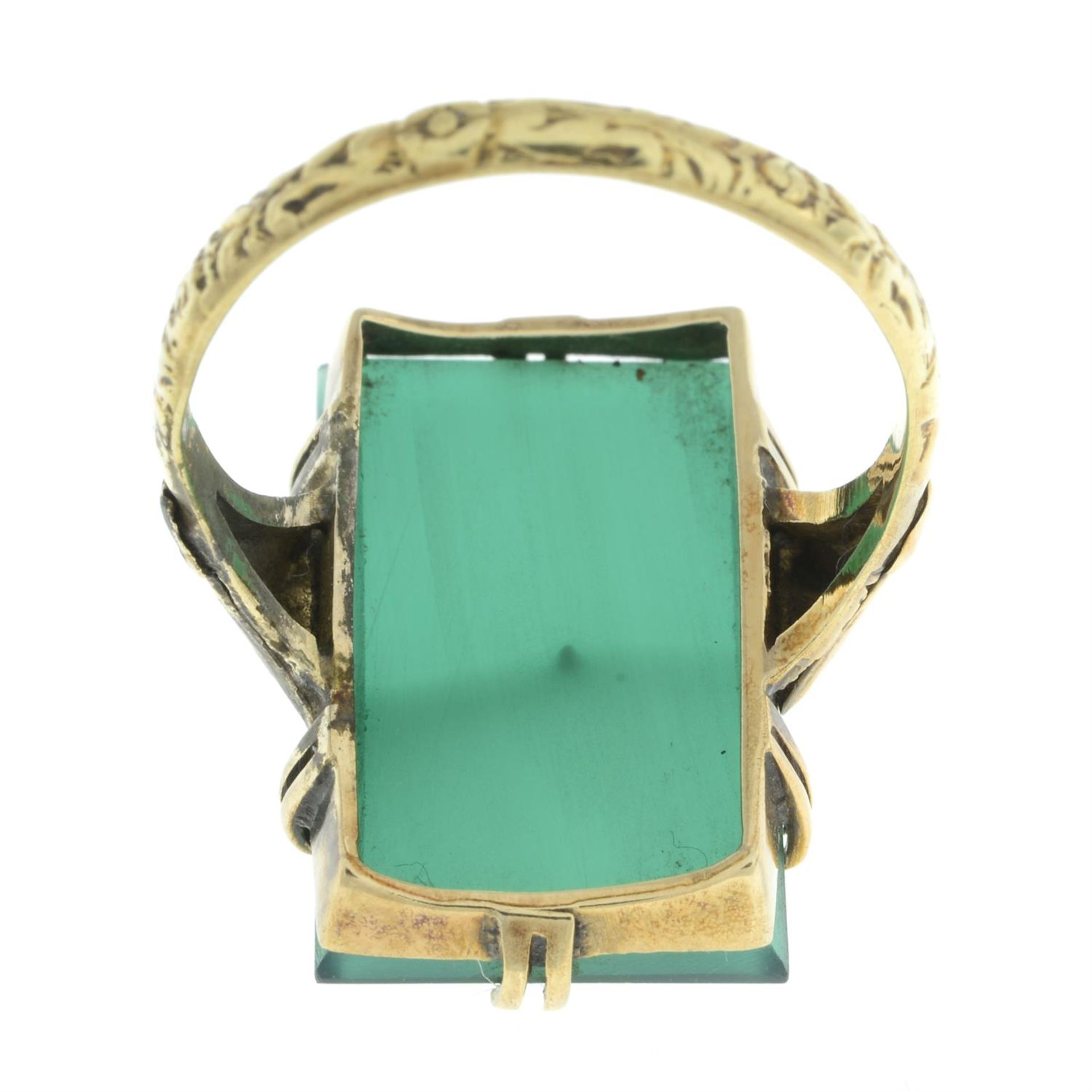 Late 19th century chrysoprase signet ring. - Image 2 of 2