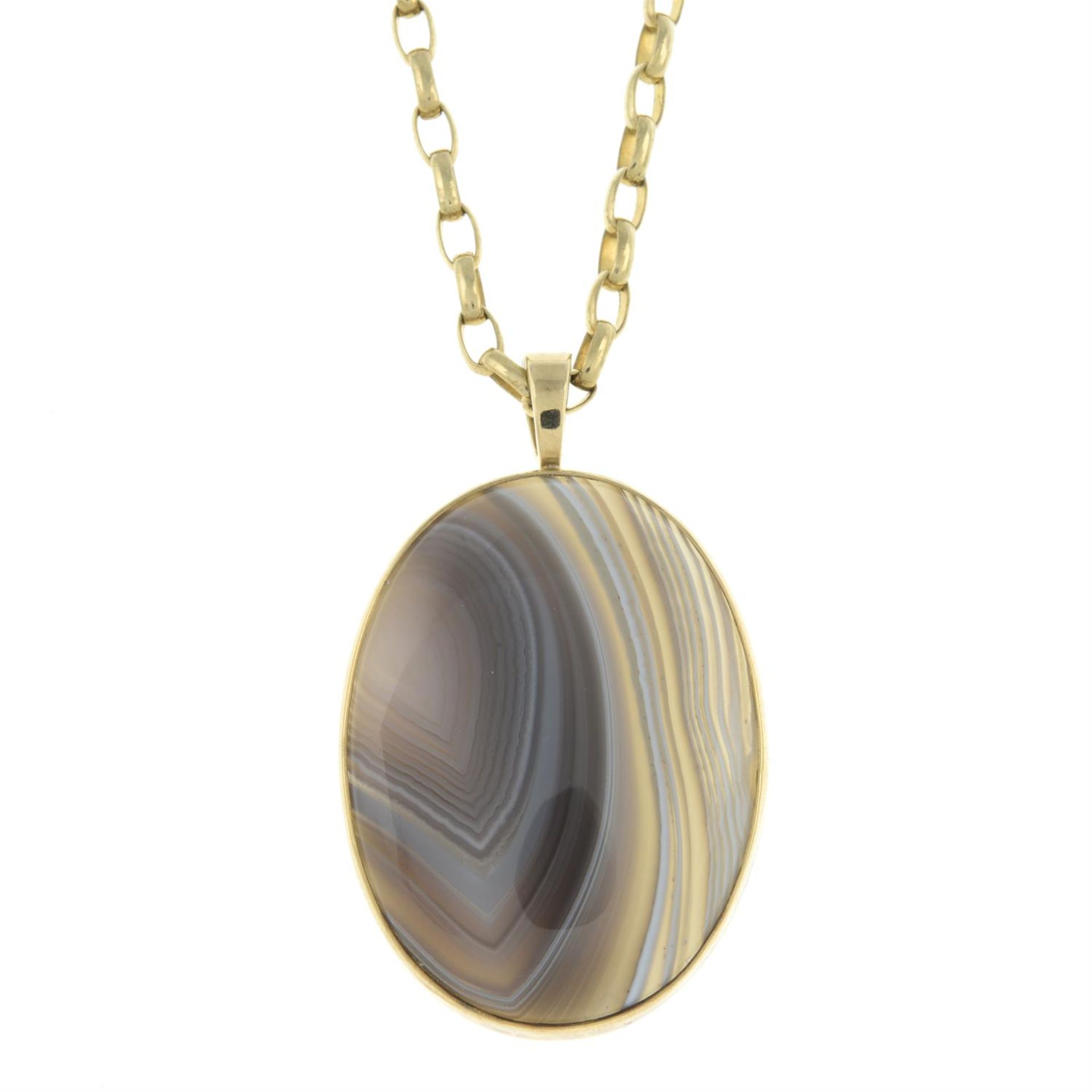 9ct gold banded agate pendant, Ortak
