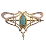 Arts & Crafts turquoise brooch, AF