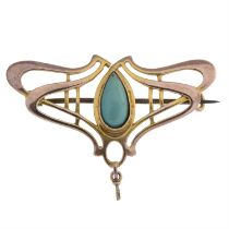 Arts & Crafts turquoise brooch, AF