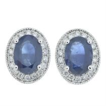 18ct gold sapphire and diamond cluster earrings.