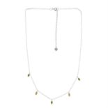 18ct gold emerald & diamond fringe necklace