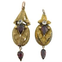 Two Victorian garnet & paste pendants