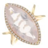 Rose quartz & diamond cluster ring