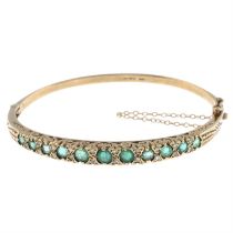 9ct gold emerald & diamond bangle