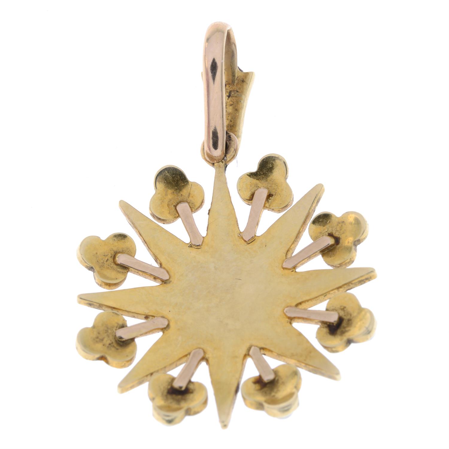 Early 20th gold split pearl pendant - Image 2 of 2