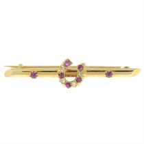 Early 20th century 15ct gold ruby & diamond brooch