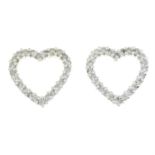 18ct white gold diamond heart stud earrings
