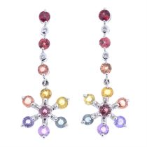 9ct gold vari-hue sapphire & diamond earrings