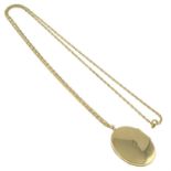 9ct gold enamel locket pendant & chain