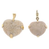 18ct gold fossilised coral pendant & charm