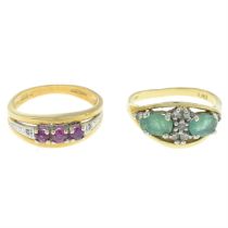 Two 18ct gold gem rings